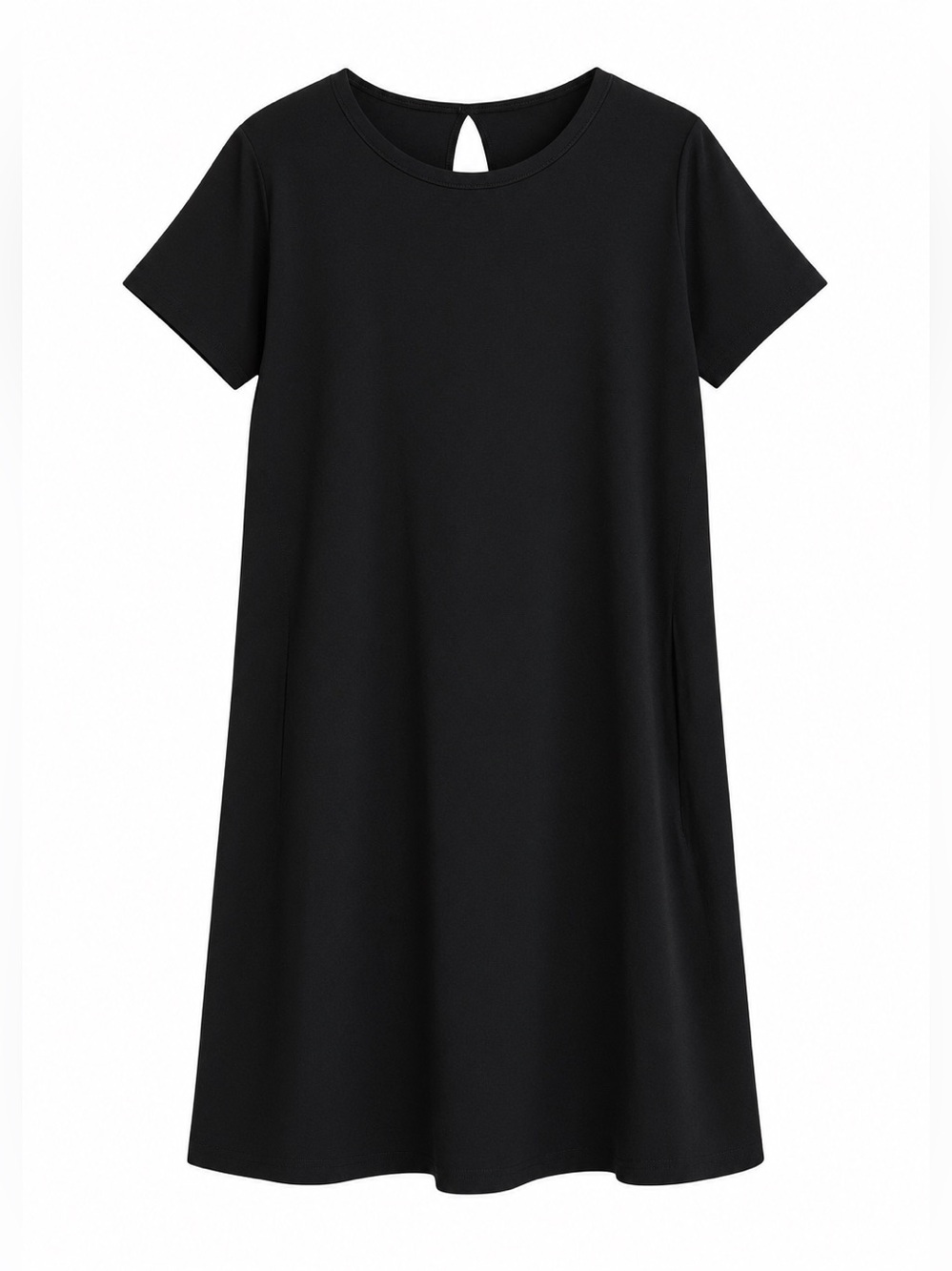 Farwest Black Short Sleeve Mini Dress Large A-Line Pocket Dress – Size Large EUC